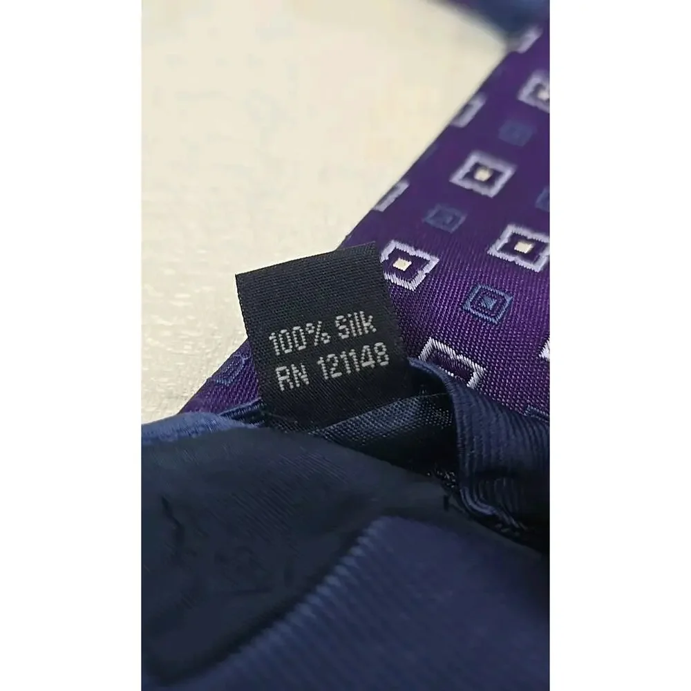Lot of 2 Purple Designer Neckties Hilfiger 100% Silk Ferucci Polyester 2 Ties